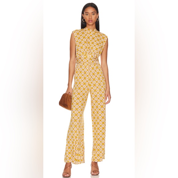Free People Pants - NEW FREE PEOPLE ❗️LAST ONE❗️- Vibe Check Jumpsuit in Sunflower Combo